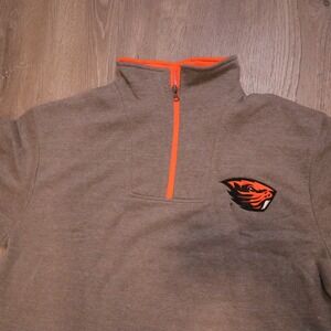Oregon State Beavers Quarter Zip Pullover Sweatshirt Mens XL Orange Trim